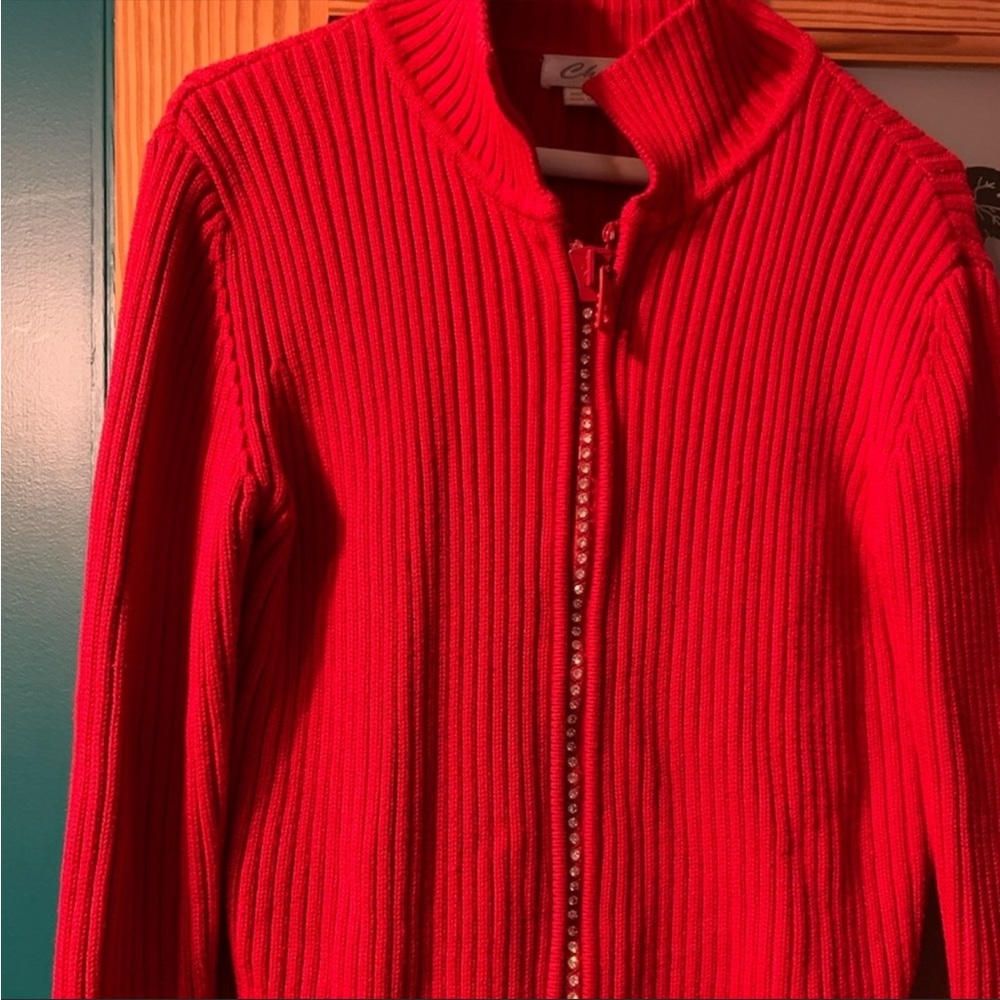 Choice Red sweater with bedazzled zipper